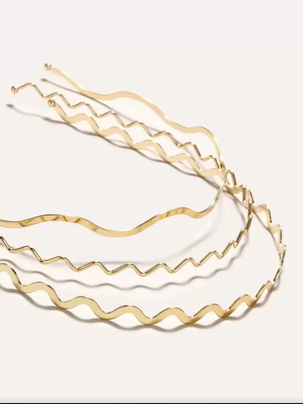 Gold Wavy Metal Headband Set - Women Accessories - Picture 4 of 6